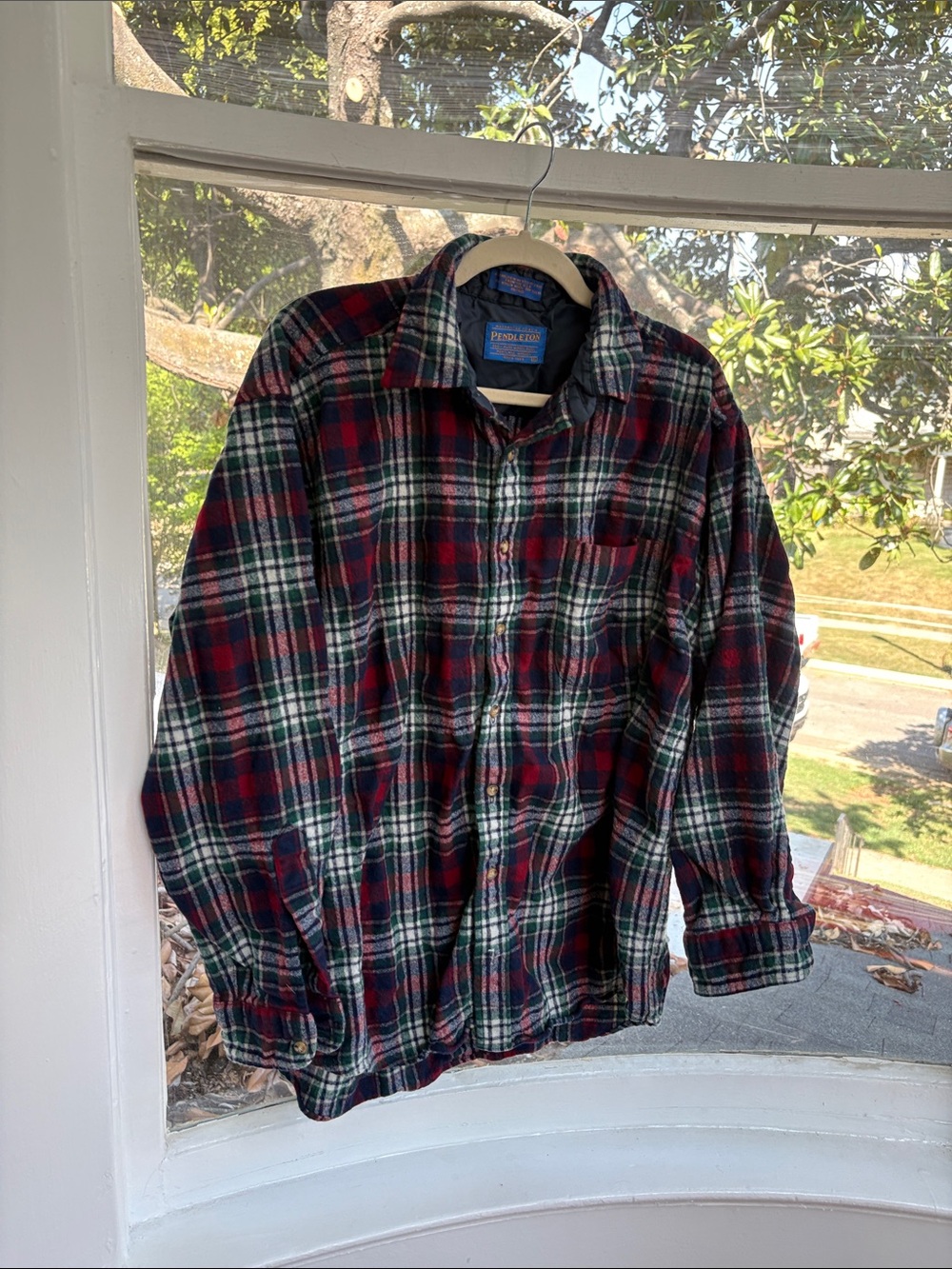Pendleton Red & Green Plaid Wool-Blend Shirt Jacket- XL